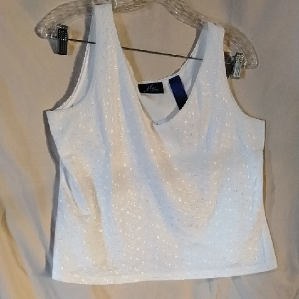 JH Collectibles White Sequin Fitted Tank Top